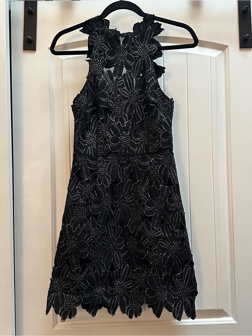SAYLOR x Free People Black Floral Lace Backless Halter Dress